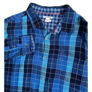 Carbon 2 Cobalt Mens XL Blue Plaid Double Cloth Cotton Button Down Shirt L/S